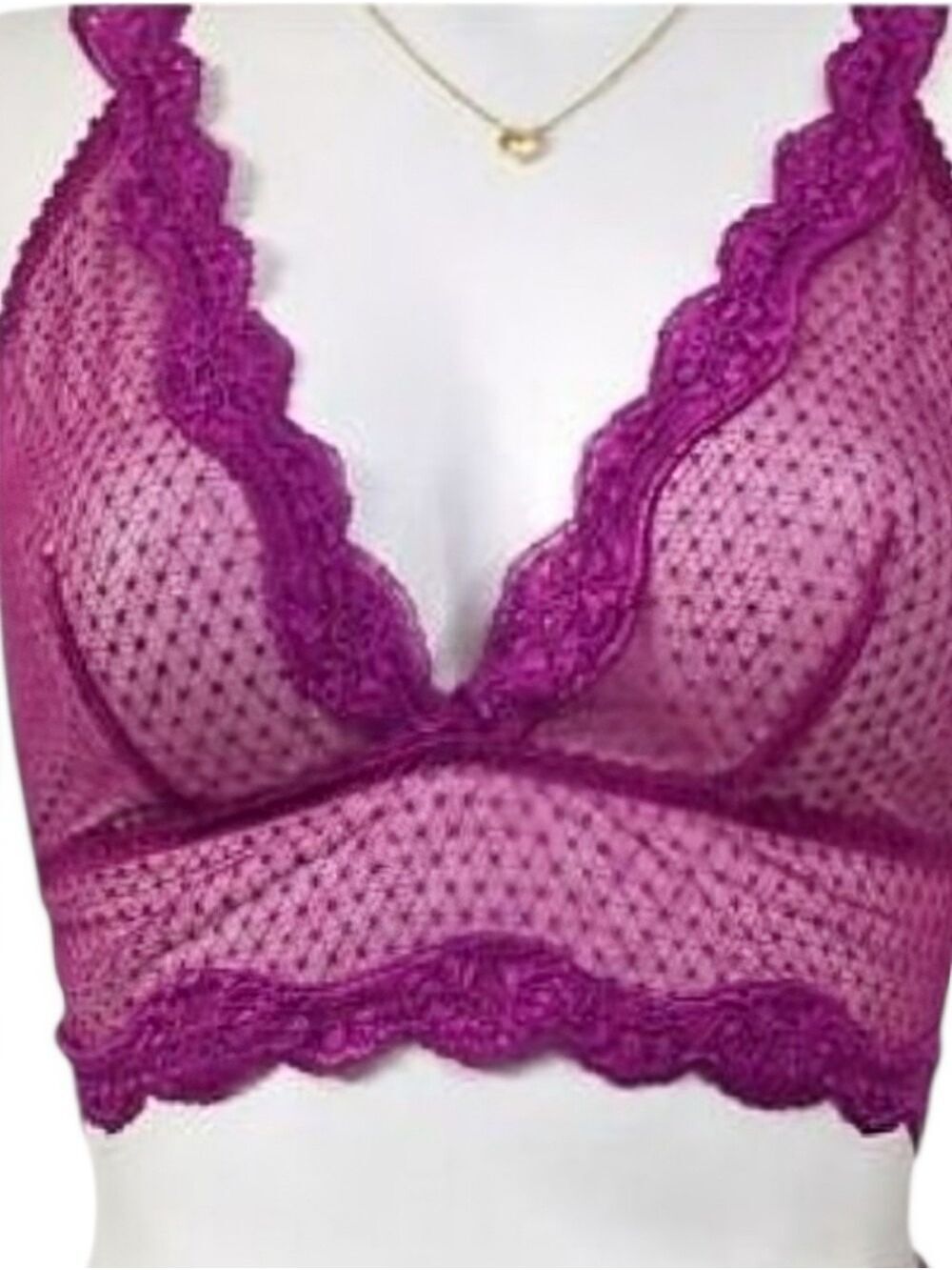 Free People Intimately Magenta Haze Longline Lace Mesh Bralette XS NWT